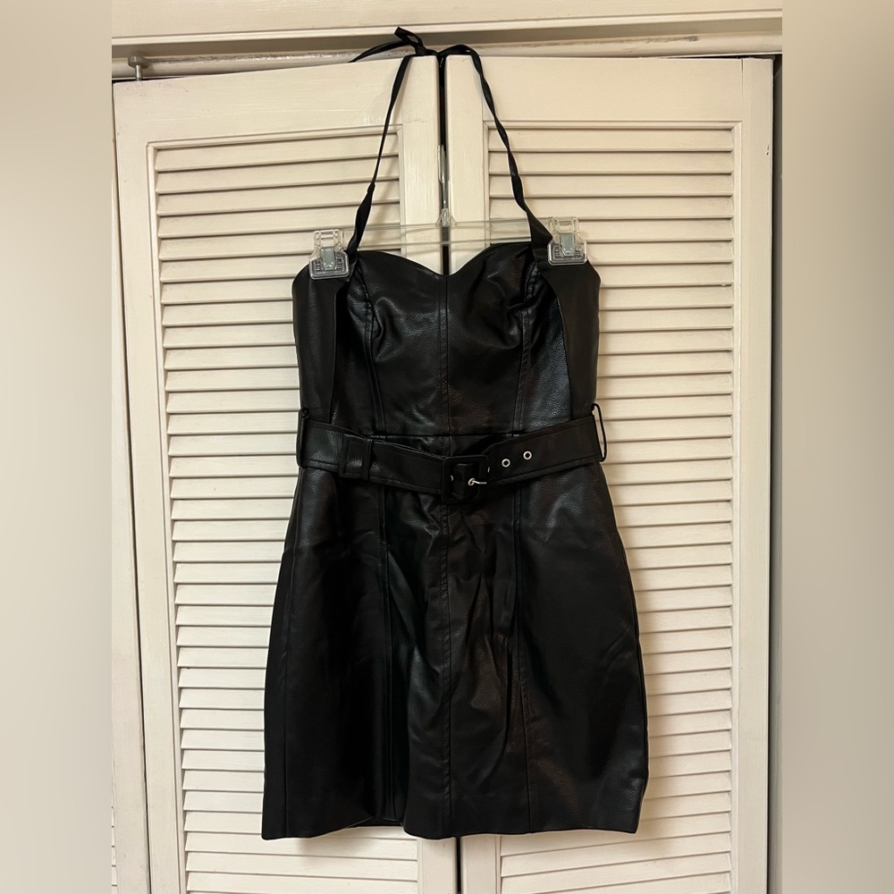 French Connection Women's Black Claudia Faux Leather Bodycon Dress - Size 4  NWT